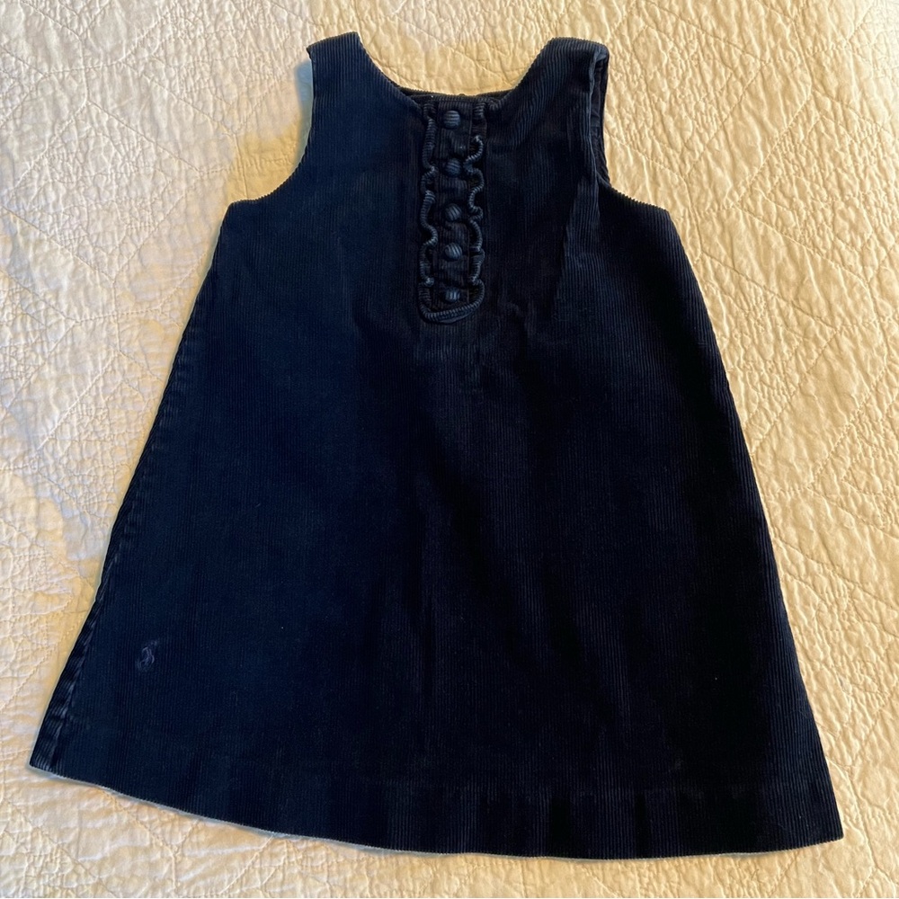 Ralph Lauren Baby Girl Navy Blue Corduroy Sleeveless Dress 24MO